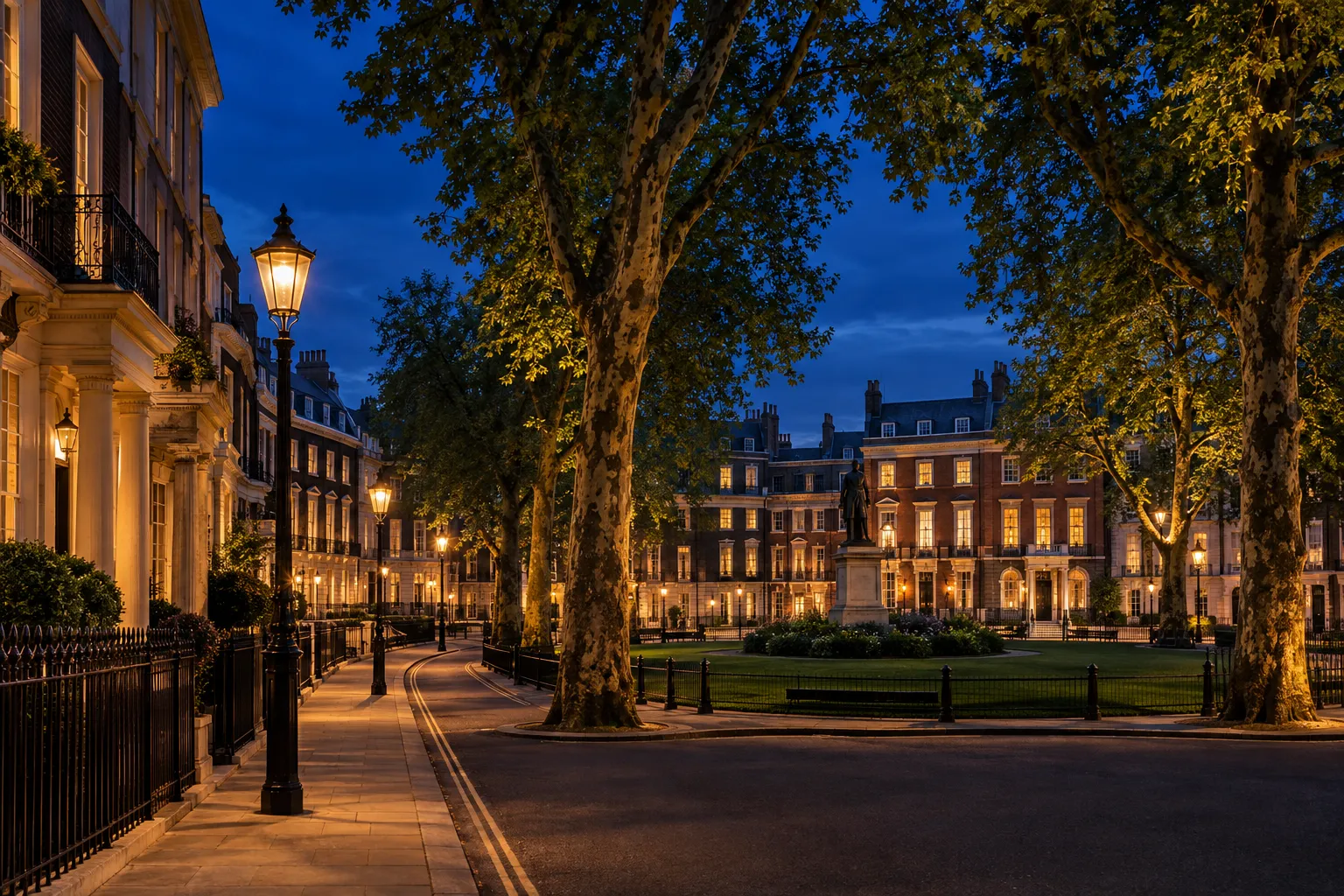A Mayfair square at dusk